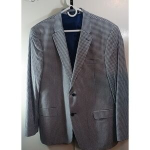 Tommy Hilfiger Blue Gingham Checkered Mens Sports Coat 44R Blazer Preppy Jacket